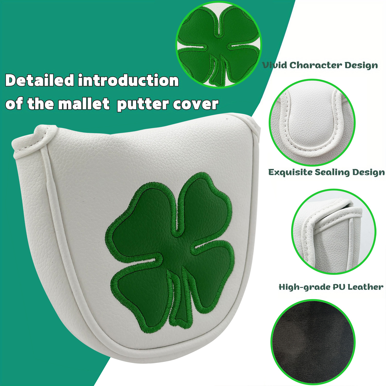 1pc Putter Head Cover, 'Clover - огляд і ціна Golf Putter